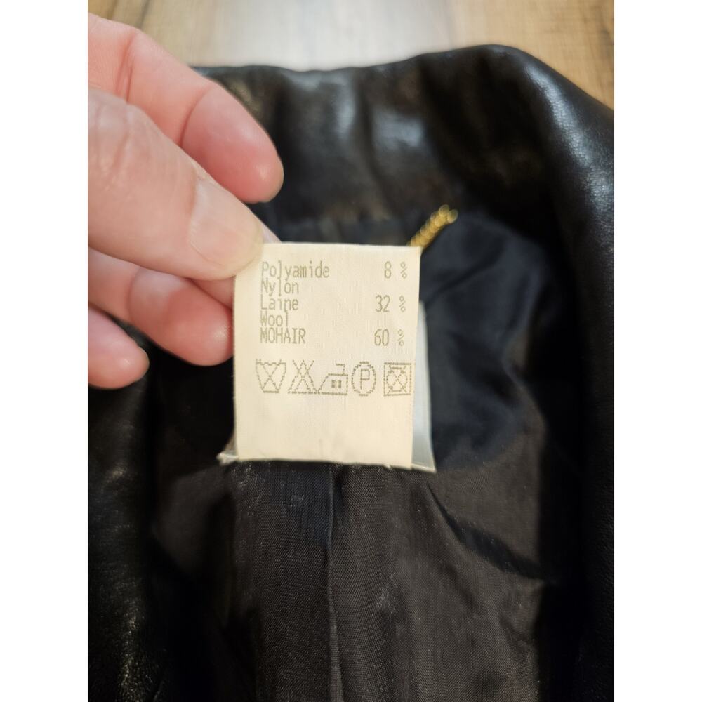Celine Paris Vintage Wool Mohair Leather Blazer Women's Size 42 Authenticated - Picture 8 of 12